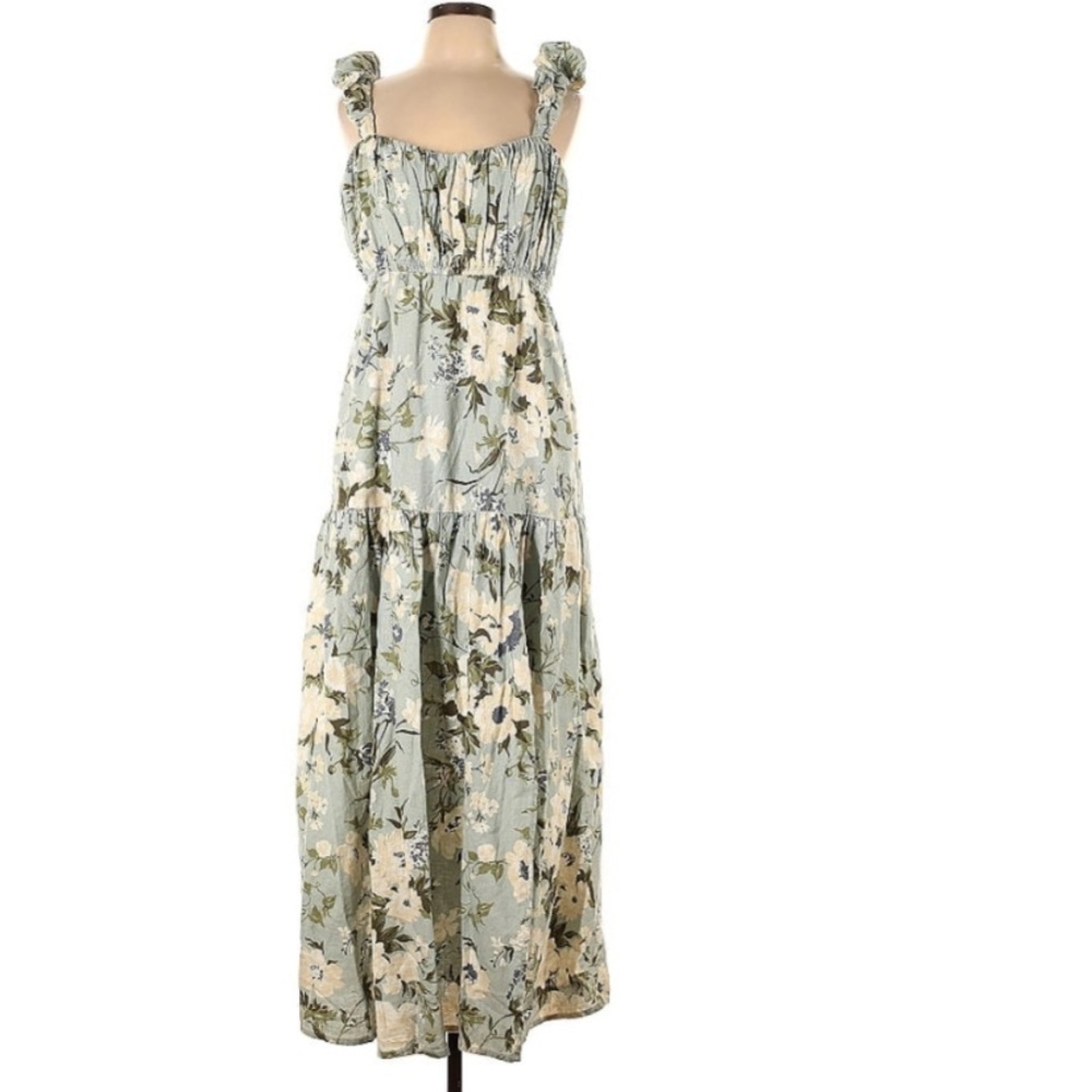 🍋✨RARE Abercrombie tiered floral linen maxi dress size L